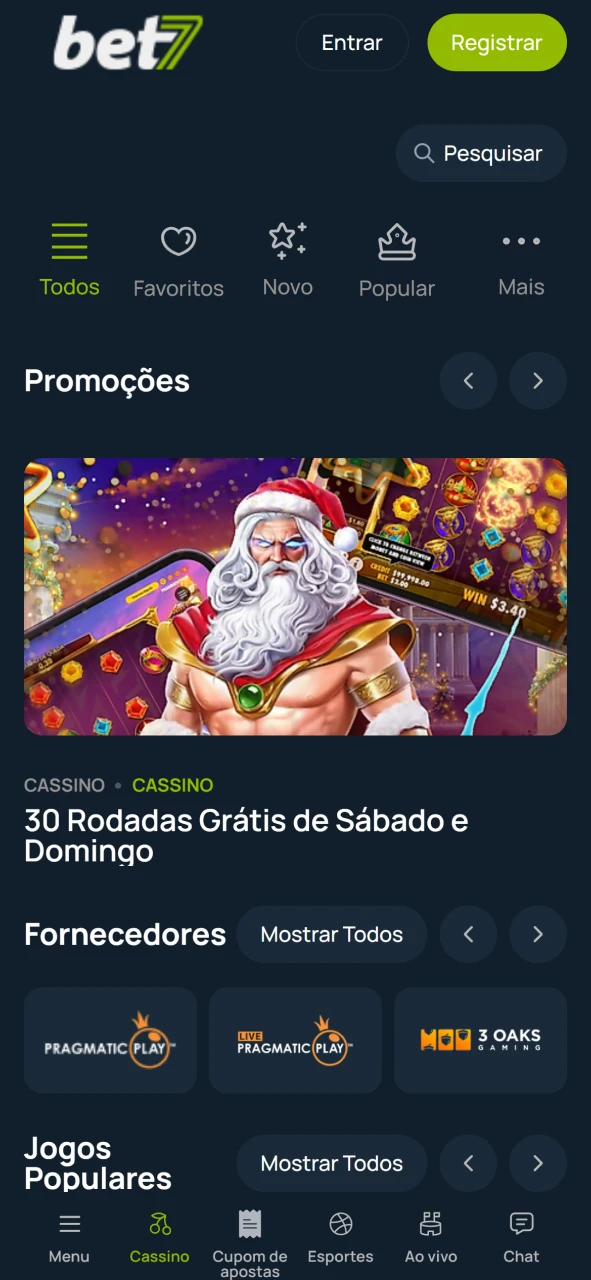 Jogue os melhores slots no site oficial da empresa Bet7.