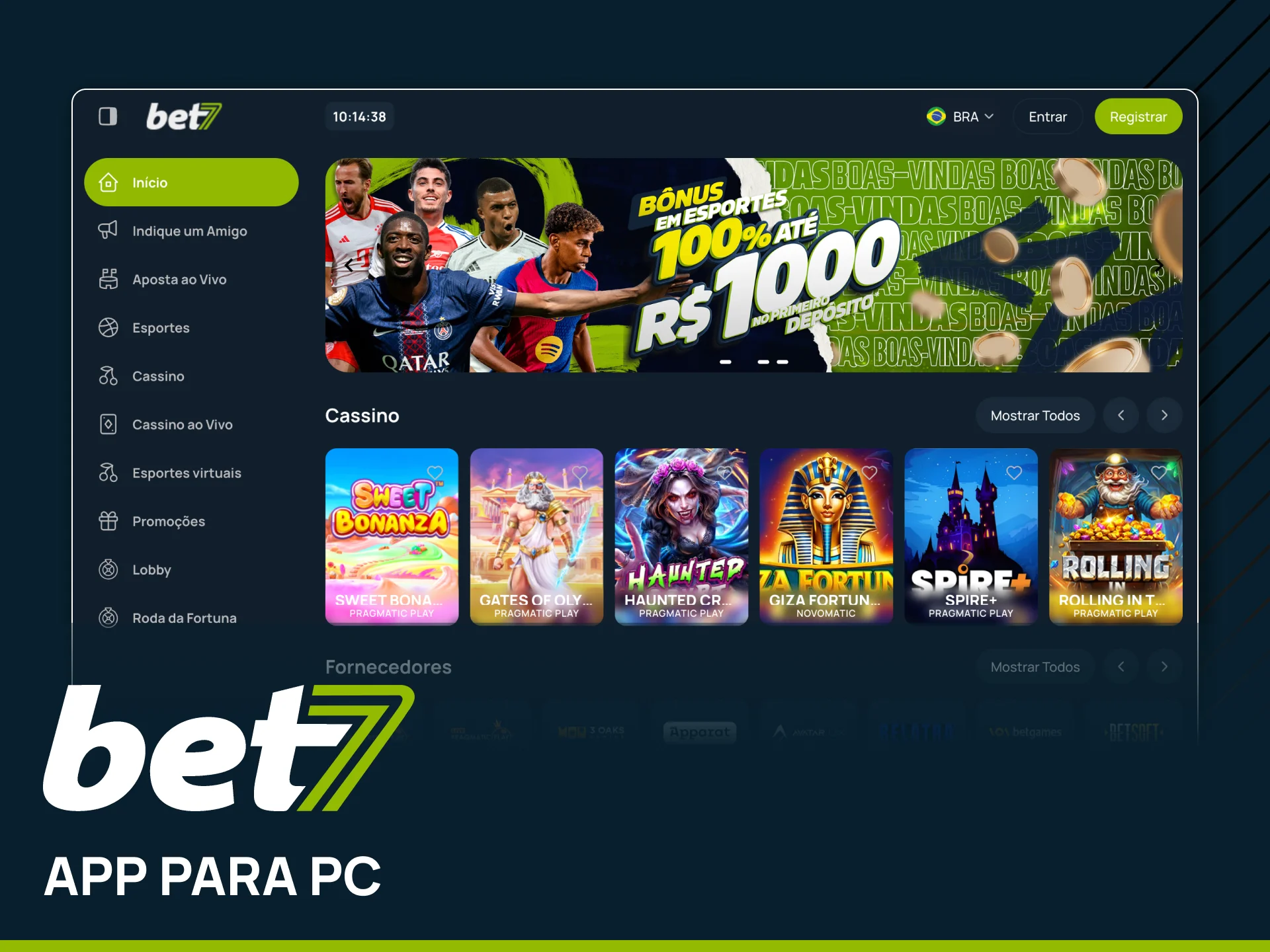 Crie um atalho da Bet7 no seu PC.