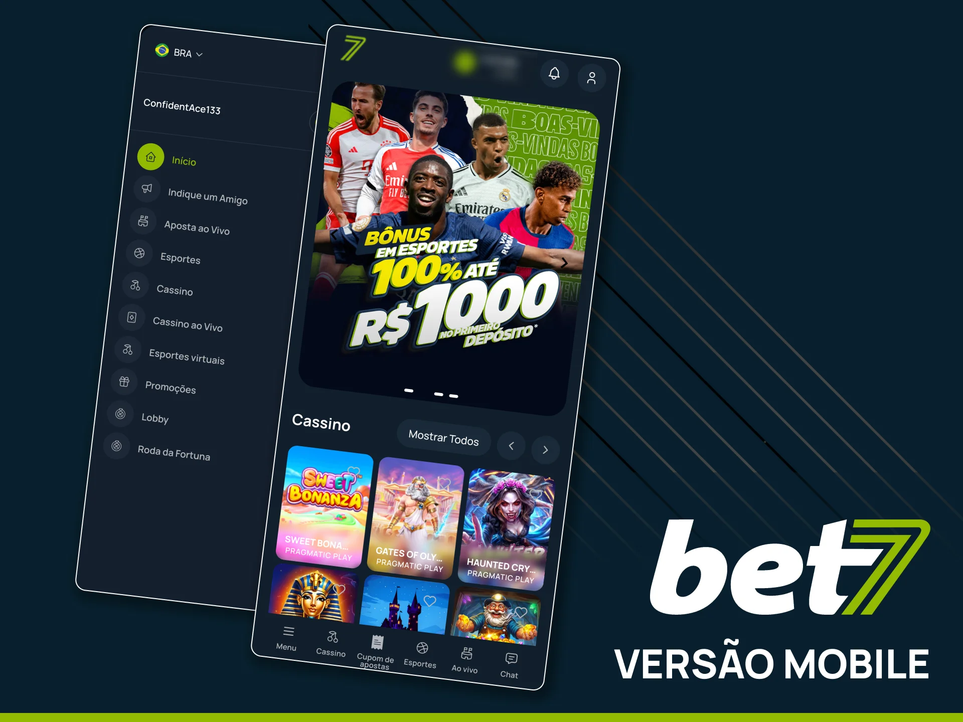 Use o site mobile otimizado da Bet7.