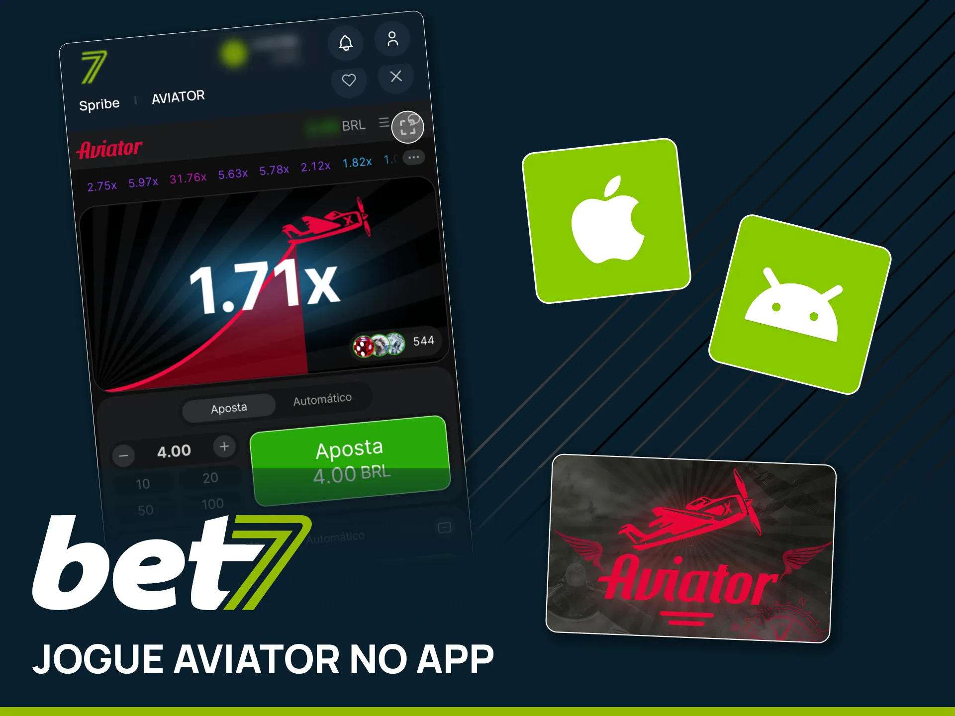 Jogue Aviator no app Bet7 sem ocupar espaço no dispositivo.