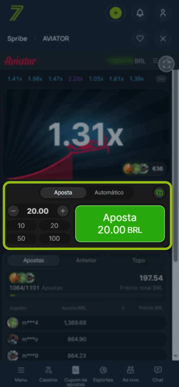 Faça a sua aposta no site oficial da operadora Bet7.