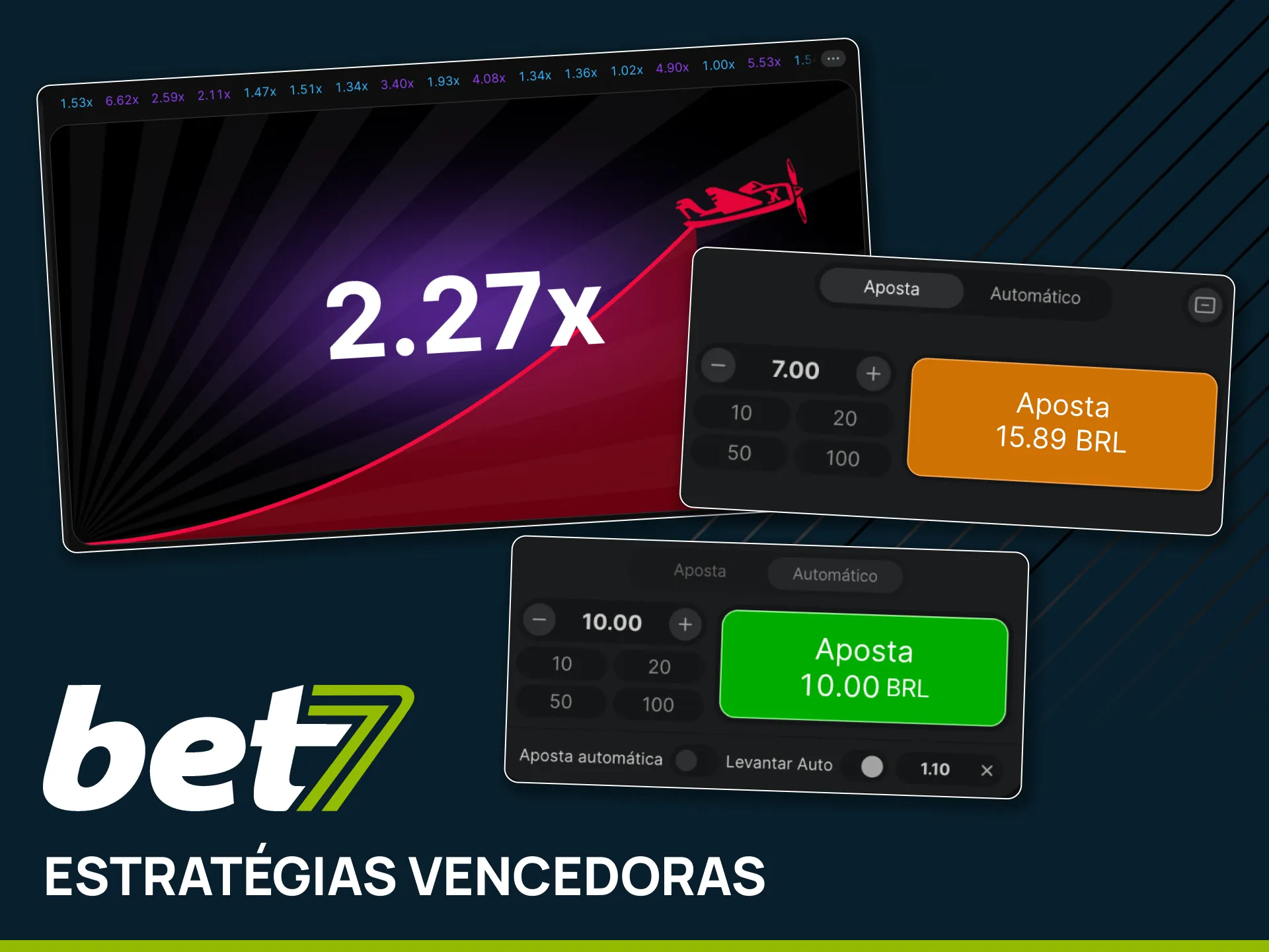 Aplique a estratégia de aposta dividida no Aviator da Bet7.