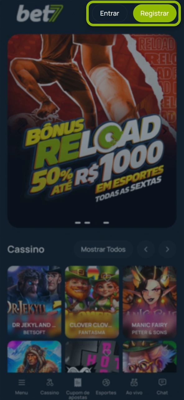 Faça login seguro em sua conta no site oficial Bet7.