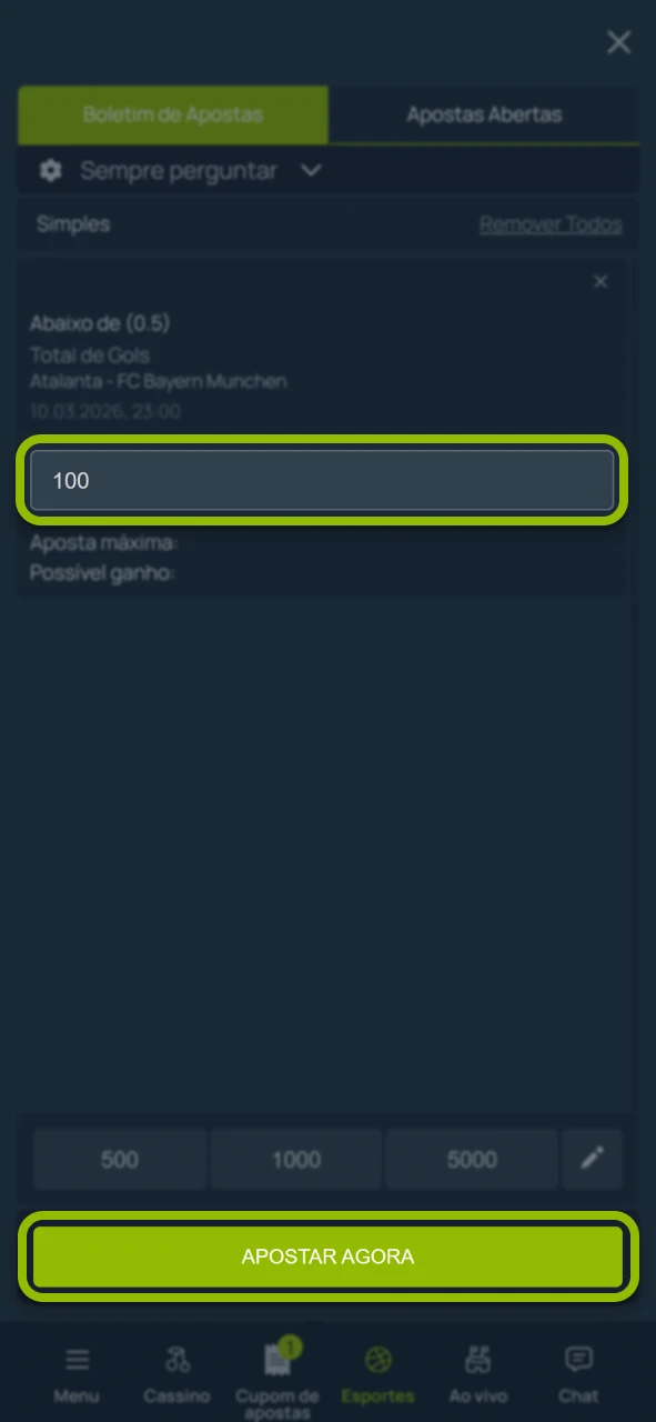 Confirme seu palpite agora no site oficial da casa Bet7.