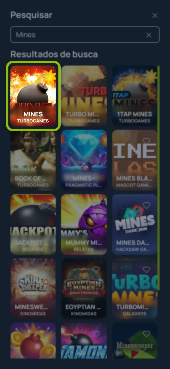 Localize o jogo Mines no site oficial da operadora Bet7.