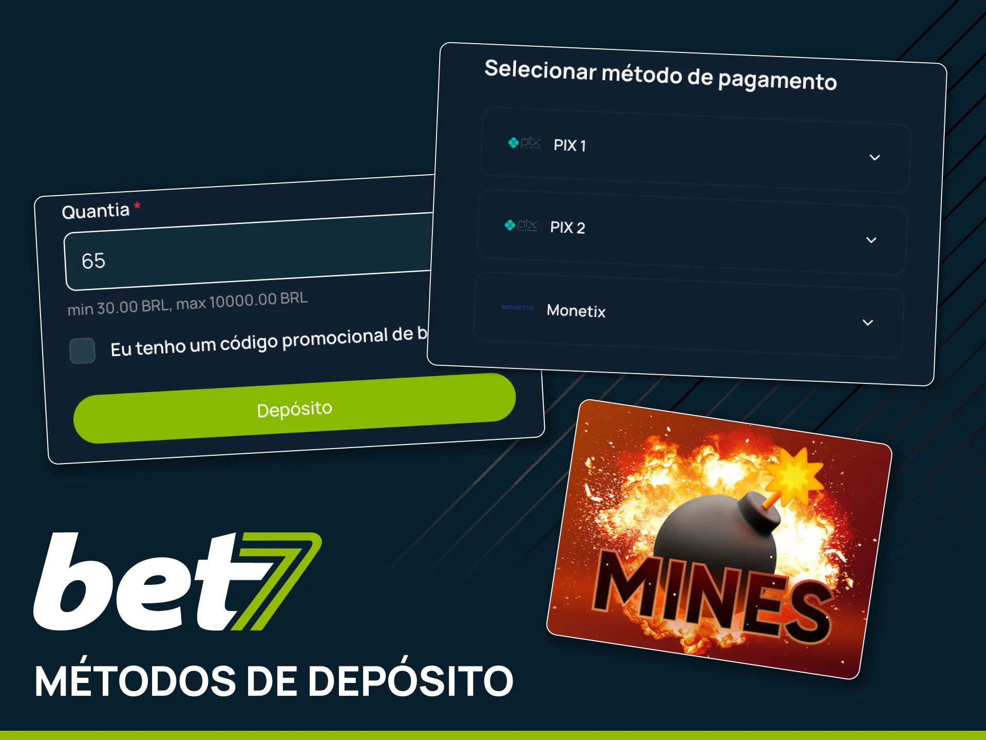 Realize depósitos seguros em poucos passos no site da Bet7.