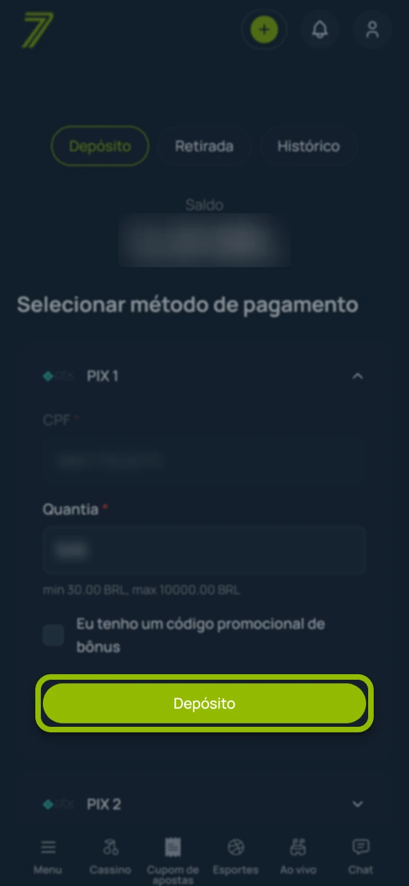Confirme sua transação financeira agora no site oficial da Bet7.