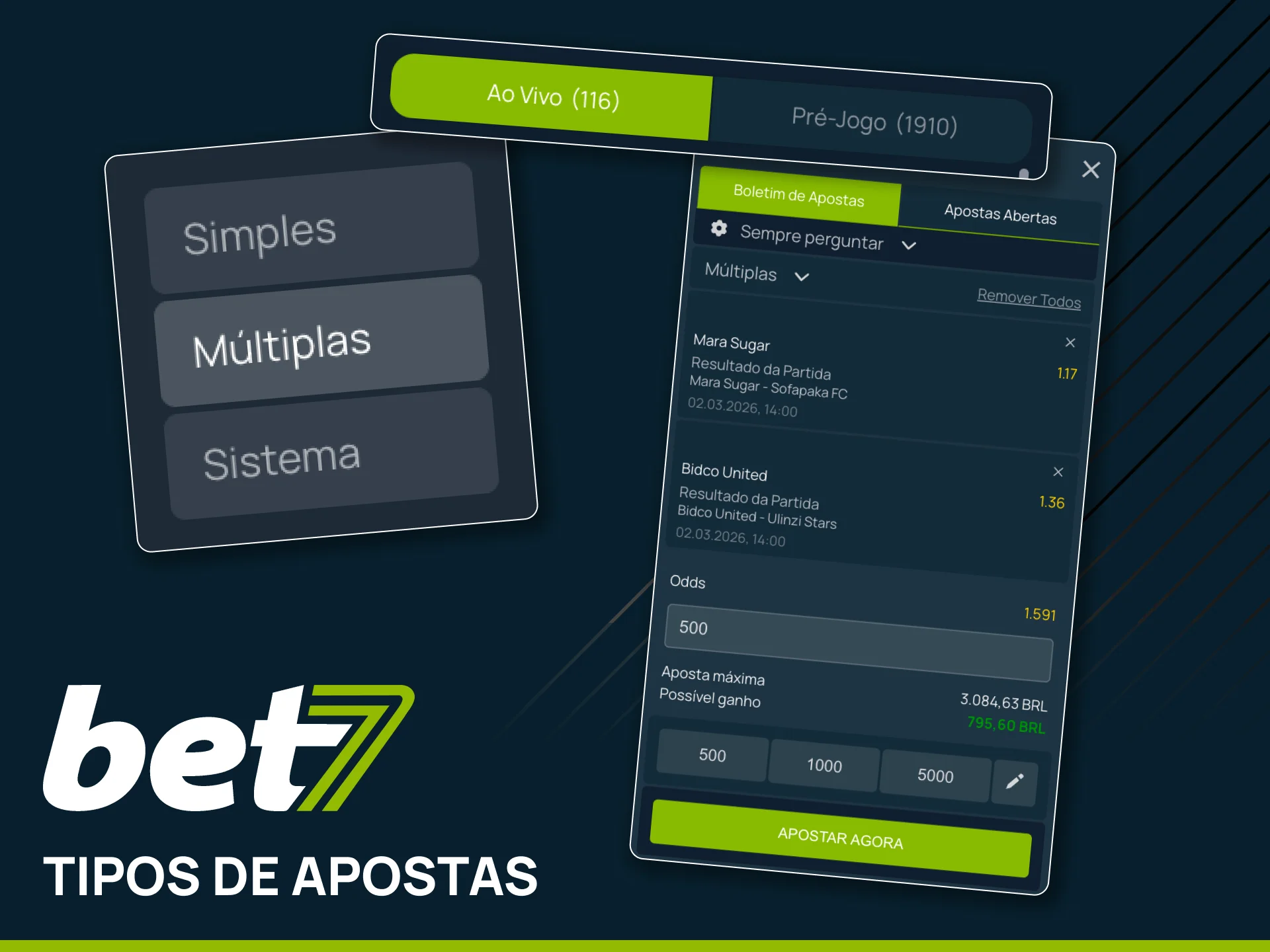 Combine suas escolhas e vença na Bet7.