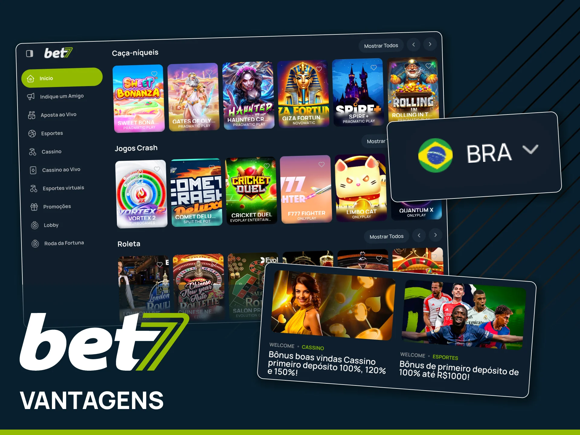Explore um catálogo imenso de jogos de cassino dos melhores provedores do mercado na Bet7.