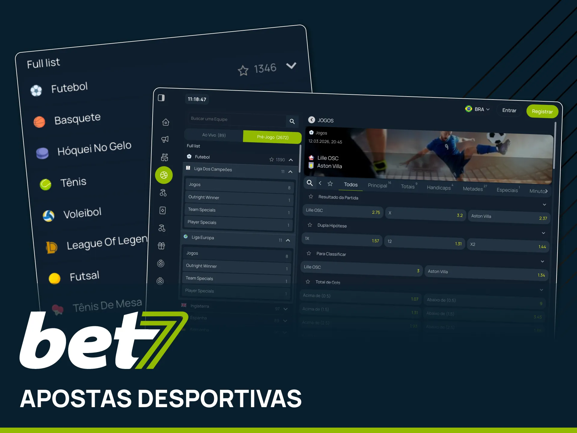 Aposte em Futebol, Basquetebol e Ténis na plataforma Bet7.