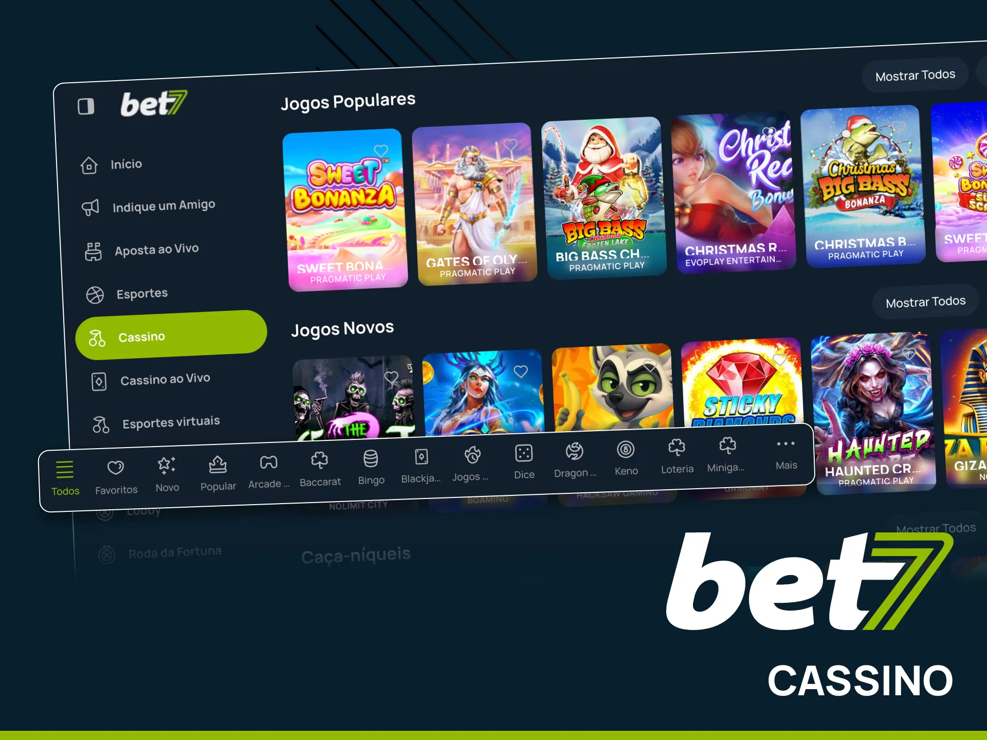 Jogue caça-níqueis e jogos crash certificados no cassino Bet7.