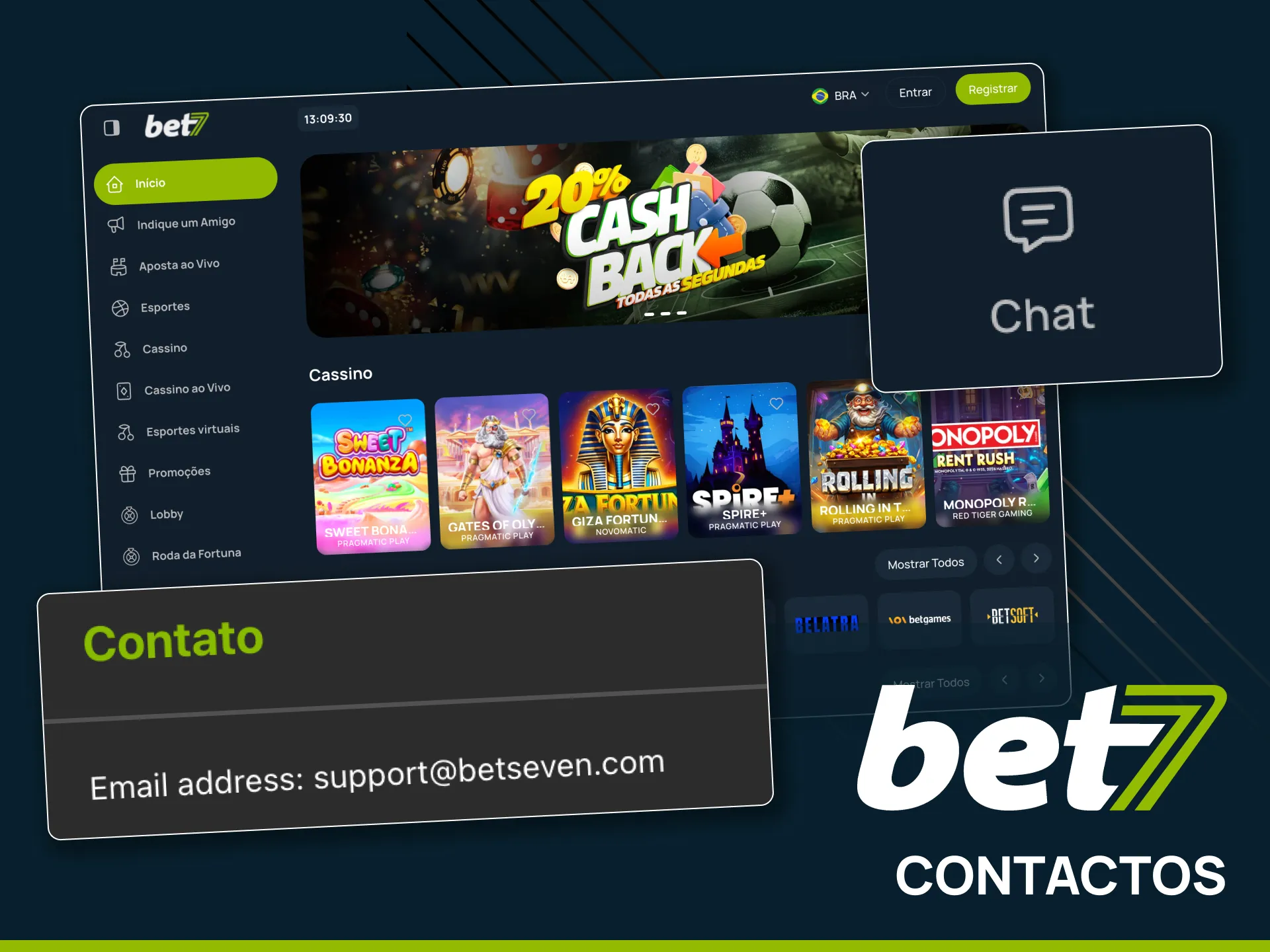 Entre em contato com o suporte ao cliente Bet7 via chat ao vivo.