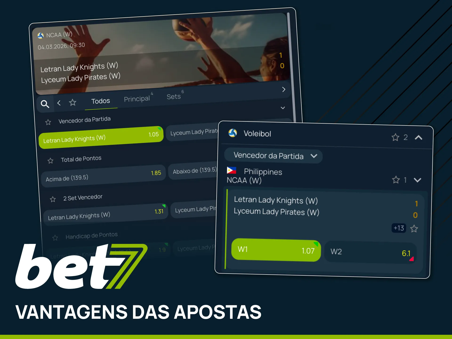 Aproveite a mudança rápida de odds em vôlei na Bet7.
